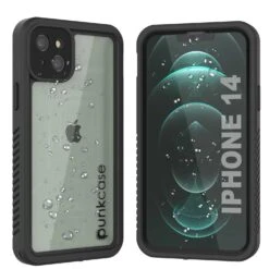IPhone 14Waterproof Case, Punkcase [Extreme Series] Armor Cover W/ Built In Screen Protector [Black]