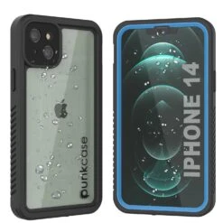 IPhone 14Waterproof Case, Punkcase [Extreme Series] Armor Cover W/ Built In Screen Protector [Light Blue]