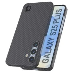 Punkcase Galaxy S25 Plus Carbon Fiber Case [AramidShield Series] Ultra Slim & Light Kevlar [Black]