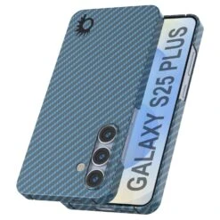 Punkcase Galaxy S25 Plus Carbon Fiber Case [AramidShield Series] Ultra Slim & Light Kevlar [Blue]