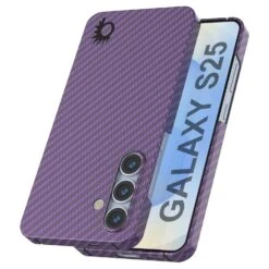 Punkcase Galaxy S25 Carbon Fiber Case [AramidShield Series] Ultra Slim & Light Kevlar [Purple]