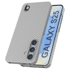 Punkcase Galaxy S25 Carbon Fiber Case [AramidShield Series] Ultra Slim & Light Kevlar [White]