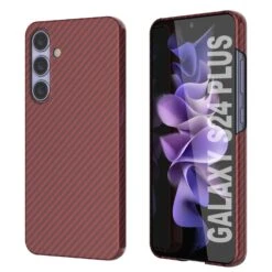 Galaxy S24 Plus Case, Punkcase CarbonShield, Heavy Duty & Ultra Thin Cover [shockproof][non Slip] [Red]