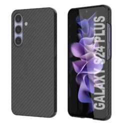Galaxy S24 Plus Case, Punkcase CarbonShield, Heavy Duty & Ultra Thin Cover [shockproof][non Slip] [Black]