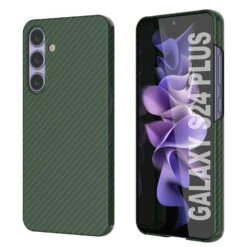 Galaxy S24 Plus Case, Punkcase CarbonShield, Heavy Duty & Ultra Thin Cover [shockproof][non Slip] [Dark Green]