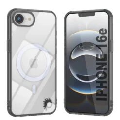 Punkcase IPhone 16e Magnetic Wireless Charging Case [ClearMag Series][Black]