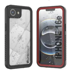 IPhone 16e Waterproof Case, Punkcase [Extreme Series] Armor Cover W/ Built In Screen Protector [Red]