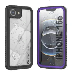 IPhone 16e Waterproof Case, Punkcase [Extreme Series] Armor Cover W/ Built In Screen Protector [Purple]