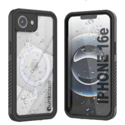 IPhone 16eWaterproof Case, Punkcase [Extreme Mag Series] Armor Cover W/ Built In Screen Protector [Black]
