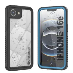 IPhone 16e Waterproof Case, Punkcase [Extreme Series] Armor Cover W/ Built In Screen Protector [Light Blue]