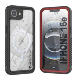 IPhone 16eWaterproof Case, Punkcase [Extreme Mag Series] Armor Cover W/ Built In Screen Protector [Red]