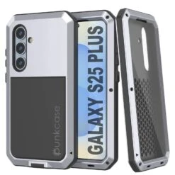 Galaxy S25 Plus Metal Case, Heavy Duty Military Grade Armor Cover [shock Proof] Full Body Hard [White]