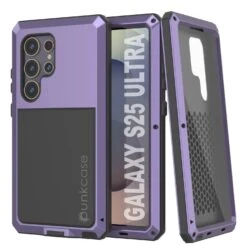 Galaxy S25 Ultra Metal Case, Heavy Duty Military Grade Armor Cover [shock Proof] Full Body Hard [Purple]