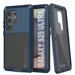Galaxy S25 Ultra Metal Case, Heavy Duty Military Grade Armor Cover [shock Proof] Full Body Hard [Blue]