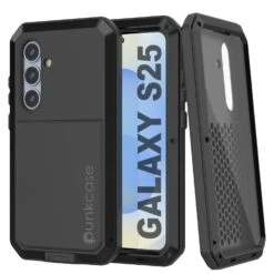Galaxy S25 Metal Case, Heavy Duty Military Grade Armor Cover [shock Proof] Full Body Hard [Black]