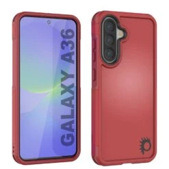 PunkCase Galaxy A36 Case, [Spartan 2.0 Series] Clear Rugged Heavy Duty Cover [Red]