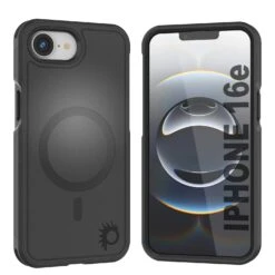 PunkCase IPhone 16e Case, [Spartan 2.0 Series] Clear Rugged Heavy Duty Cover W/Built In Screen Protector [Black]