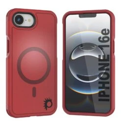 PunkCase IPhone 16e Case, [Spartan 2.0 Series] Clear Rugged Heavy Duty Cover W/Built In Screen Protector [red]