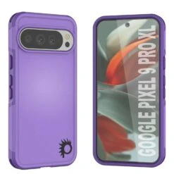 PunkCase Google Pixel 9 Pro XL Case, [Spartan 2.0 Series] Clear Rugged Heavy Duty Cover W/Built In Screen Protector [Purple]