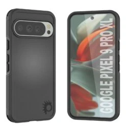 PunkCase Google Pixel 9 Pro XL Case, [Spartan 2.0 Series] Clear Rugged Heavy Duty Cover W/Built In Screen Protector [Black]