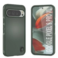 PunkCase Google Pixel 9 Pro XL Case, [Spartan 2.0 Series] Clear Rugged Heavy Duty Cover W/Built In Screen Protector [Dark Green]