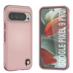 PunkCase Google Pixel 9 Pro Case, [Spartan 2.0 Series] Clear Rugged Heavy Duty Cover W/Built In Screen Protector [Pink]