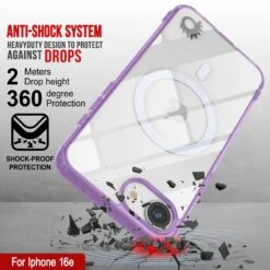 Punkcase IPhone 16e Magnetic Wireless Charging Case [ClearMag Series][Purple] -Phone Vibe Shop 2 ClearMag Iphone 16e