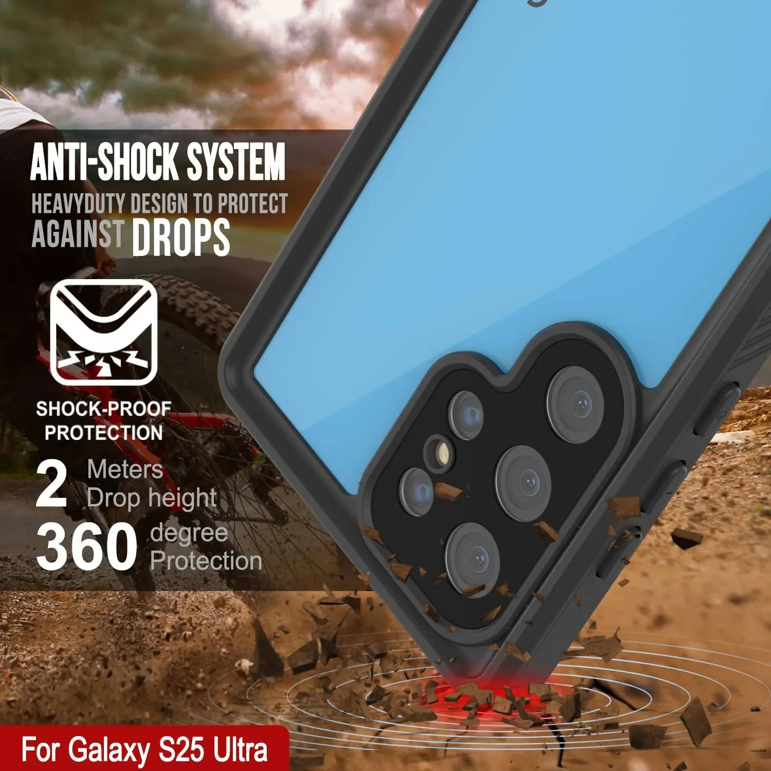 Galaxy S25 Ultra Waterproof Case PunkCase StudStar Light Blue Thin 6.6ft Underwater IP68 ShockProof 4 Galaxy S25 Ultra Waterproof Case PunkCase StudStar Light Blue Thin 6.6ft Underwater IP68 ShockProof - Image 2