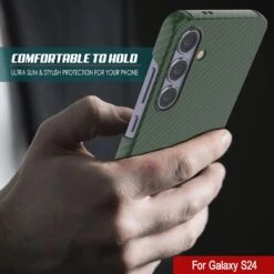 Galaxy S24 Case, Punkcase CarbonShield, Heavy Duty & Ultra Thin Cover [shockproof][non Slip] [Dark Green] -Phone Vibe Shop 3 Carbonshield S24