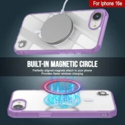Punkcase IPhone 16e Magnetic Wireless Charging Case [ClearMag Series][Purple] -Phone Vibe Shop 3 ClearMag Iphone 16e