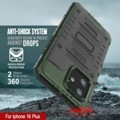IPhone 16 Plus Metal Extreme 3.0 Series Aluminum Waterproof Case IP68 W/Buillt In Screen Protector & Kickstand [Dark Green] -Phone Vibe Shop 3 Metal Extreme Iphone 16 Plus 2a4d78e8 3784 41bb 8012 e81ab7e65c59