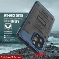 IPhone 16 Pro Max Metal Extreme 3.0 Series Aluminum Waterproof Case IP68 W/Buillt In Screen Protector & Kickstand [Blue] -Phone Vibe Shop 3 Metal Extreme Iphone 16 Pro Max 4a2e1389 0f3b 4b1e 9460 60bb3cf8e604