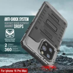 IPhone 16 Pro Max Metal Extreme 3.0 Series Aluminum Waterproof Case IP68 W/Buillt In Screen Protector & Kickstand [Silver] -Phone Vibe Shop 3 Metal Extreme Iphone 16 Pro Max ef2ec7d2 dd1f 4c9c bbac d8395ed73532