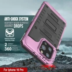 IPhone 16 Pro Metal Extreme 3.0 Series Aluminum Waterproof Case IP68 W/Buillt In Screen Protector & Kickstand [Pink] -Phone Vibe Shop 3 Metal Extreme Iphone 16 Pro 4b93e22c eba9 4a35 975c ba8d3f087fce