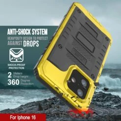 IPhone 16 Metal Extreme 3.0 Series Aluminum Waterproof Case IP68 W/Buillt In Screen Protector & Kickstand [Yellow] -Phone Vibe Shop 3 Metal Extreme Iphone 16 e07ef1b1 11e4 4a6a a1e7 3e2ef1e24a77