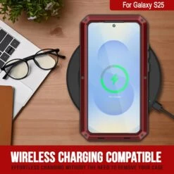 Galaxy S25 Metal Case, Heavy Duty Military Grade Armor Cover [shock Proof] Full Body Hard [Red] -Phone Vibe Shop 3 Metallic S25 d6cc589d 40e1 4ac0 8e3c 61749109379f