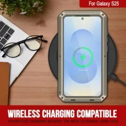 Galaxy S25 Metal Case, Heavy Duty Military Grade Armor Cover [shock Proof] Full Body Hard [Gold] -Phone Vibe Shop 3 Metallic S25 e5a7bed2 0c18 4810 b174 83771699e1a1