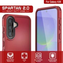 PunkCase Galaxy A36 Case, [Spartan 2.0 Series] Clear Rugged Heavy Duty Cover [Red] -Phone Vibe Shop 3 Spartan 2 A36 cb38938f 04ff 4f1d b46e 01767b4f909f