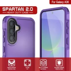 PunkCase Galaxy A36 Case, [Spartan 2.0 Series] Clear Rugged Heavy Duty Cover [Purple] -Phone Vibe Shop 3 Spartan 2 A36 ee4748b9 ba51 4a0d 93c7 7e929f563781
