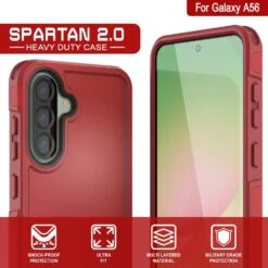 PunkCase Galaxy A56 Case, [Spartan 2.0 Series] Clear Rugged Heavy Duty Cover [Red] -Phone Vibe Shop 3 Spartan 2 A56 9d7c42af 55b7 40dd 8471 a25a785fc7ed