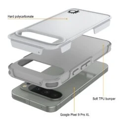 PunkCase Google Pixel 9 Pro XL Case, [Spartan 2.0 Series] Clear Rugged Heavy Duty Cover W/Built In Screen Protector [White] -Phone Vibe Shop 3 Spartan 2 Pixel 9 Pro XL ec66032b 7863 487b 8fa6 3b0cd428461c