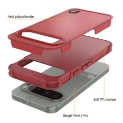 PunkCase Google Pixel 9 Pro Case, [Spartan 2.0 Series] Clear Rugged Heavy Duty Cover W/Built In Screen Protector [Red] -Phone Vibe Shop 3 Spartan 2 Pixel 9 Pro 00a7d17a 652f 45e8 b02b f2913e7e8cb0