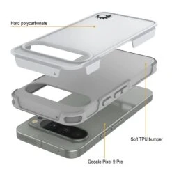 PunkCase Google Pixel 9 Pro Case, [Spartan 2.0 Series] Clear Rugged Heavy Duty Cover W/Built In Screen Protector [White] -Phone Vibe Shop 3 Spartan 2 Pixel 9 Pro bc47cb56 cc86 44b2 b0dd 2e9fc0e181dc