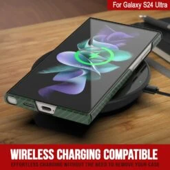 Galaxy S24 Ultra Case, Punkcase CarbonShield, Heavy Duty & Ultra Thin Cover [shockproof][non Slip] [Dark Green] -Phone Vibe Shop 4 Carbonshield S24 Ultra