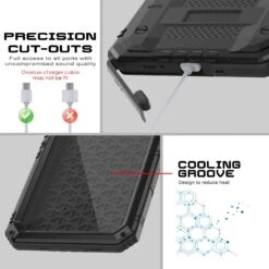 IPhone 16 Plus Metal Extreme 3.0 Series Aluminum Waterproof Case IP68 W/Buillt In Screen Protector & Kickstand [Black] -Phone Vibe Shop 4 Metal Extreme Iphone 16 Plus 856e4e73 e4fd 4cd1 8681 f7bdc419d54f