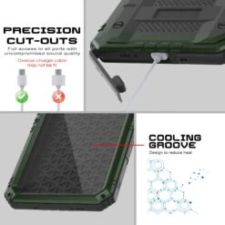 IPhone 16 Pro Metal Extreme 3.0 Series Aluminum Waterproof Case IP68 W/Buillt In Screen Protector & Kickstand [Dark Green] -Phone Vibe Shop 4 Metal Extreme Iphone 16 Pro