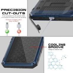 IPhone 16 Pro Max Metal Extreme 3.0 Series Aluminum Waterproof Case IP68 W/Buillt In Screen Protector & Kickstand [Blue] -Phone Vibe Shop 4 Metal Extreme Iphone 16 Pro Max 668d0e39 9e3e 47c6 9333 6498b13fe98b