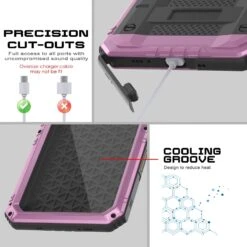 IPhone 16 Pro Metal Extreme 3.0 Series Aluminum Waterproof Case IP68 W/Buillt In Screen Protector & Kickstand [Pink] -Phone Vibe Shop 4 Metal Extreme Iphone 16 Pro 7374ff64 fd7c 41e5 b58e 9276d594b6a0