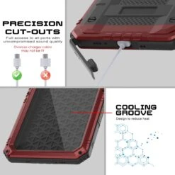 IPhone 16 Metal Extreme 3.0 Series Aluminum Waterproof Case IP68 W/Buillt In Screen Protector & Kickstand [Red] -Phone Vibe Shop 4 Metal Extreme Iphone 16 4f552f0b 1aaa 4f98 a3fa c52f38750211