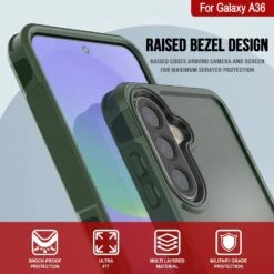 PunkCase Galaxy A36 Case, [Spartan 2.0 Series] Clear Rugged Heavy Duty Cover [Dark Green] -Phone Vibe Shop 4 Spartan 2 A36